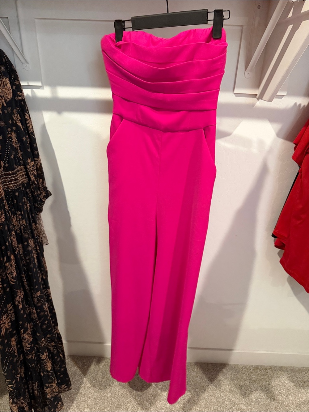 Express Vivid Fuchsia Strapless Jumpsuit